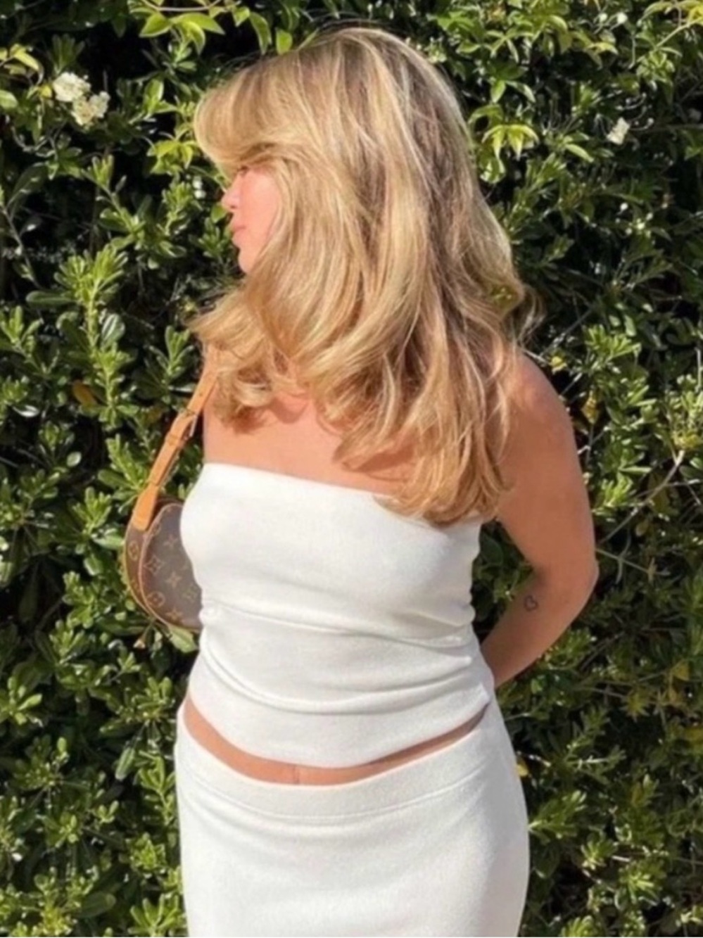 Djerf Avenue White Strapless Crop Top